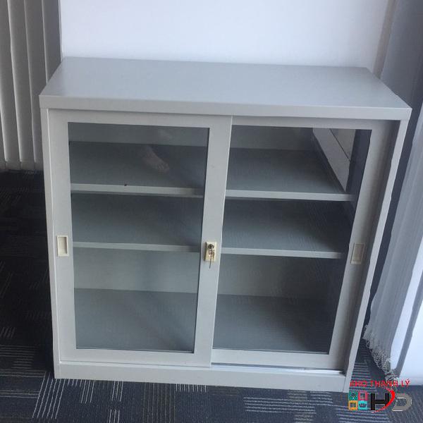 Tủ hồ sơ sắt thấp 2 cánh cửa lùa cũ giá rẻ