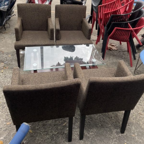 Bộ bàn ghế gỗ cũ 4 ghế bọc nệm