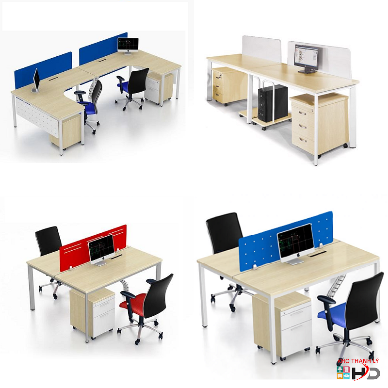 Bàn làm việc chân sắt 2 chỗ ngồi