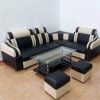 Bộ sofa góc cũ trắng xanh