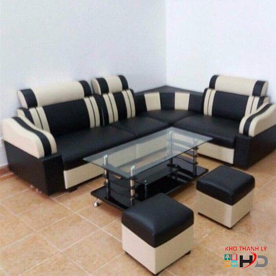 Bộ sofa góc cũ trắng xanh