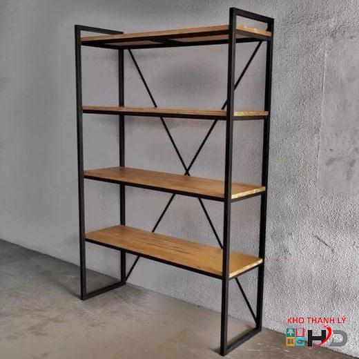 Kệ đa năng khung sắt ván MDF 4 tầng