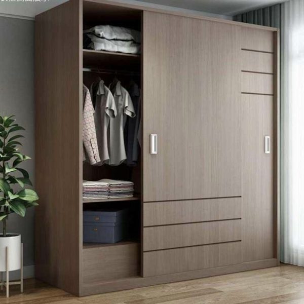 Tủ quần áo cửa lùa 2 cánh màu nâu