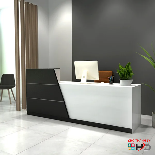 Quầy lễ tân văn phòng hiện đại trắng đen