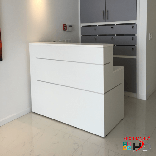Quầy lễ tân thẳng 1m4 trắng