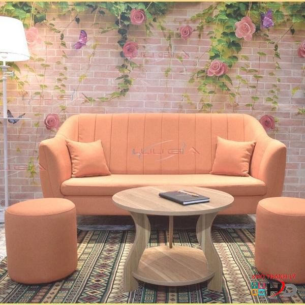 Bộ sofa nhỏ gọn màu cam nhạt thanh lý
