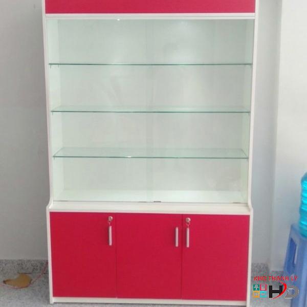 Tủ trưng bày kính cửa lùa 1m2 x 2m trắng hồng