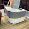 Quầy lễ tân chữ L 1m6 nẹp chỉ vàng cao cấp