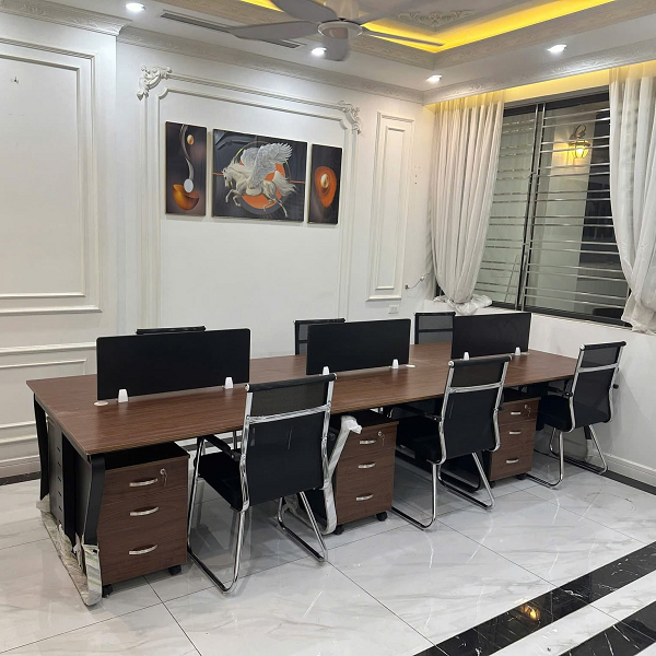 cụm bàn làm việc 6 người có hộc tủ