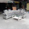 Bộ bàn ghế sofa chữ l bọc vải xám thanh lý