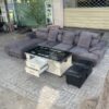 Bộ bàn ghế sofa chữ l bọc vải màu xám nâu