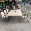 Bộ bàn họp văn phòng 6 ghế chân quỳ bọc da