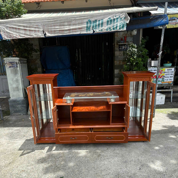 Hình ảnh tủ kệ tivi kèm tủ kính 2m
