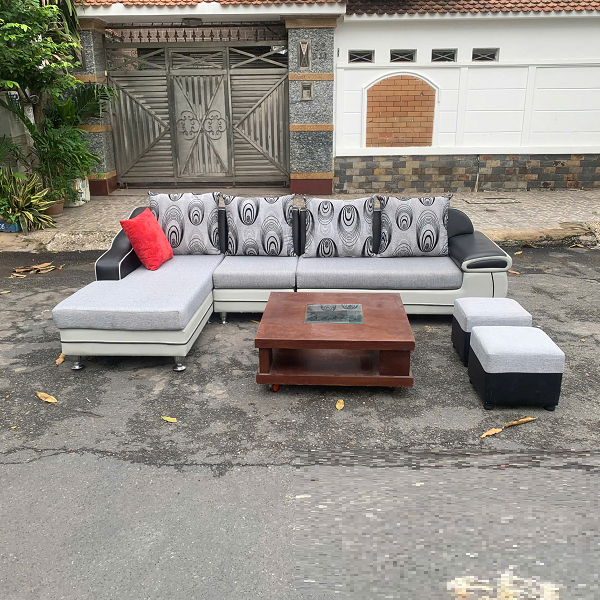 Hình ảnh thực tế bộ bàn ghế sofa chữ l 2m7 x 1m6 tại Kho Thanh Lý HD