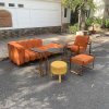 Bộ bàn ghế sofa bọc vải màu cam 2m