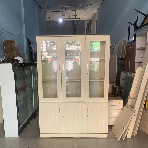 Tủ hồ sơ 3 cánh cửa kính 1m35