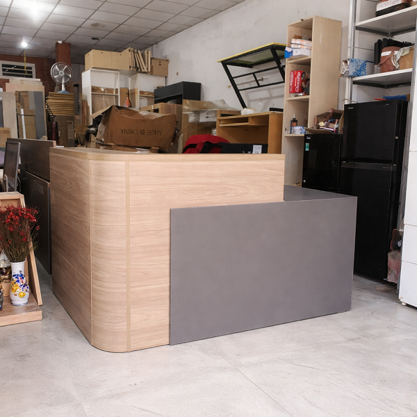 Quầy lễ tân chữ l 1m6 bo cong